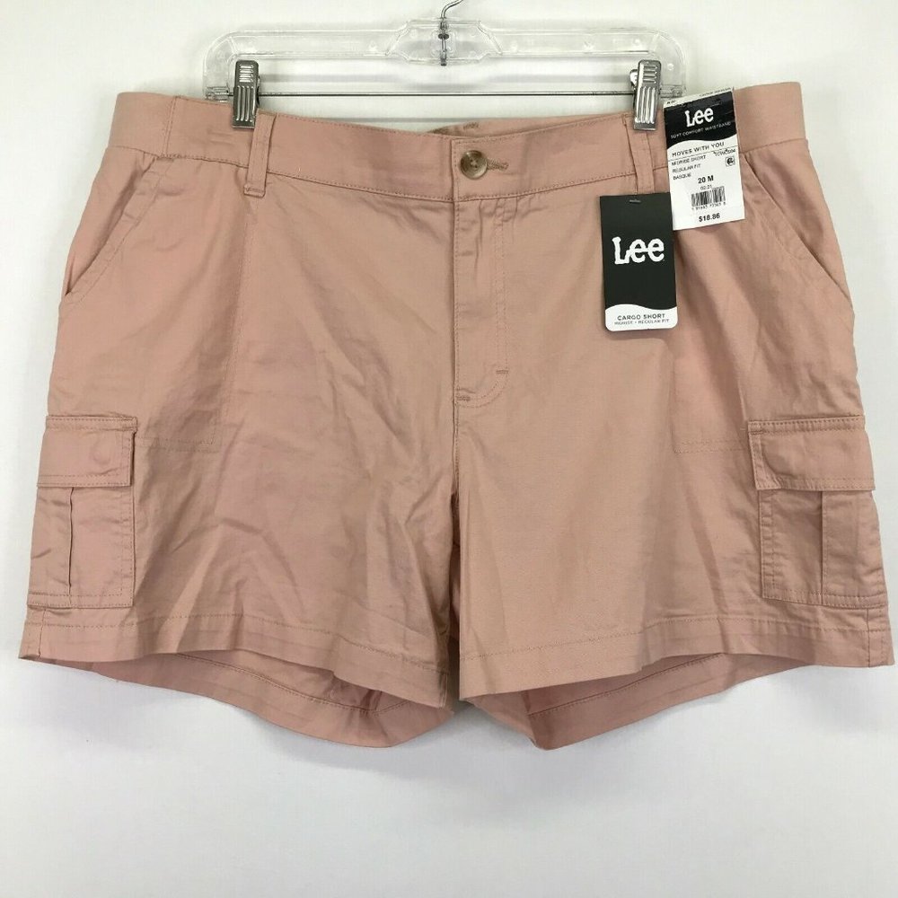 Lee Cargo Shorts‎ Pink/Beige Womens Size 20M Regular Fit Mid Rise